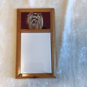 Artist made tile Yorkie memo board with hooks
